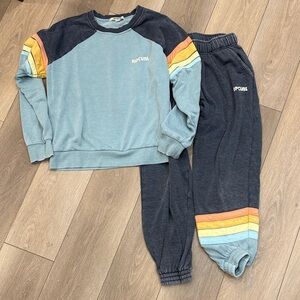Rip Curl Blue and Gray Striped Lounge Set